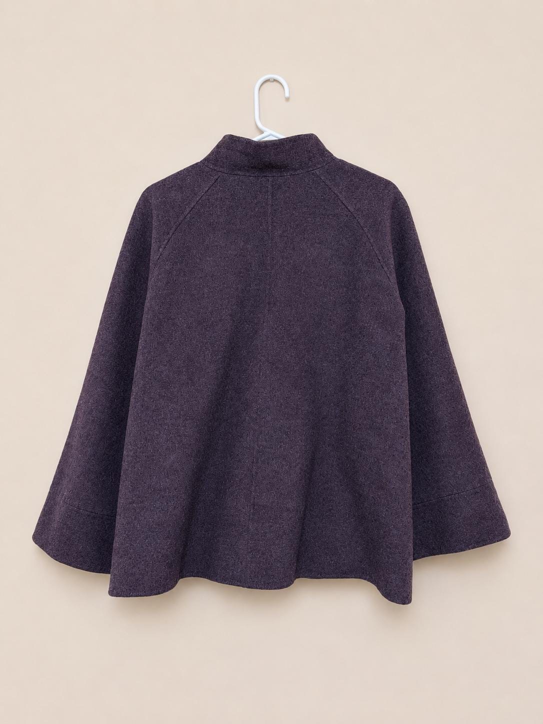 Vintage Leilian Cashmere Wool Cape Jacket Purple Loro Piana Fabric Japanese Designer Coat Oversized Swing Jacket