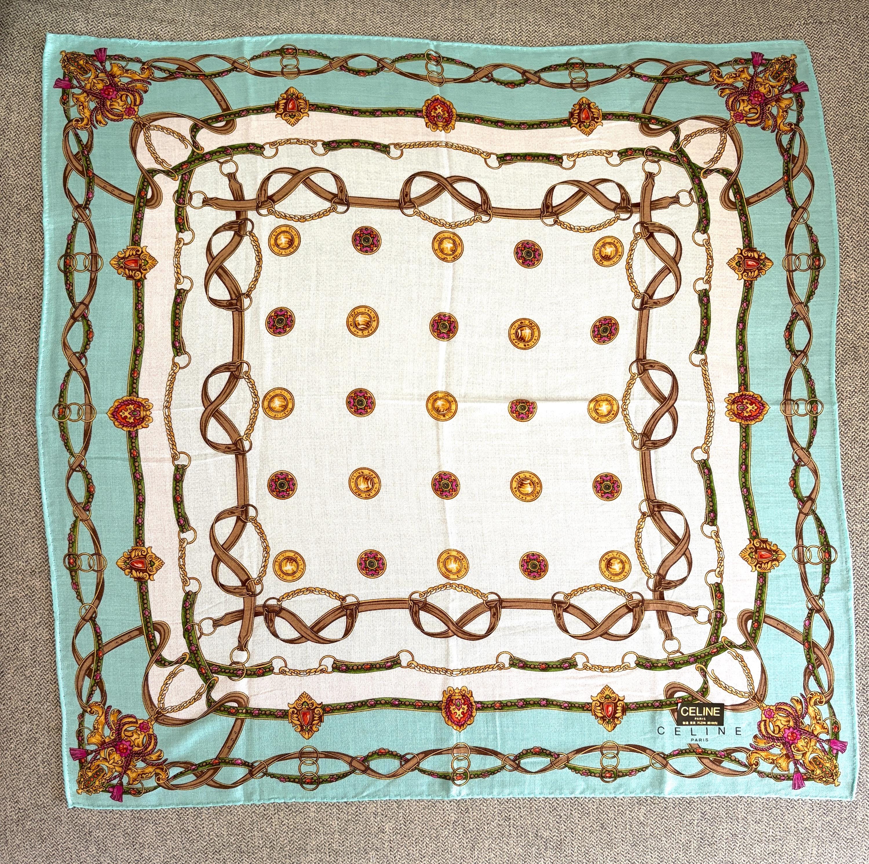 Brand New Vintage Celine Cotton Scarf | 100% Cotton | Handkerchief