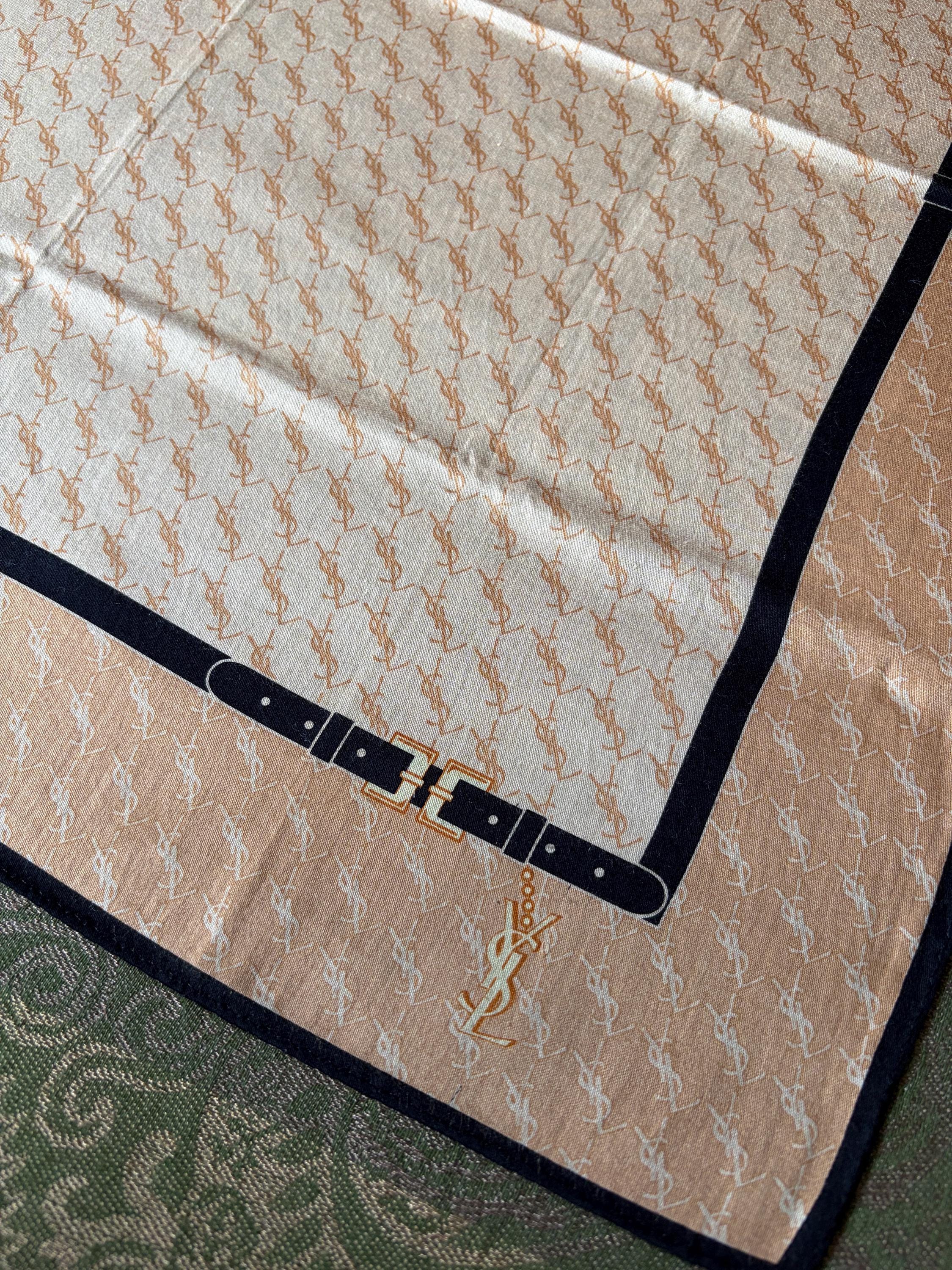 Vintage Yves Saint Laurent Scarf |100% Cotton Neckerchief