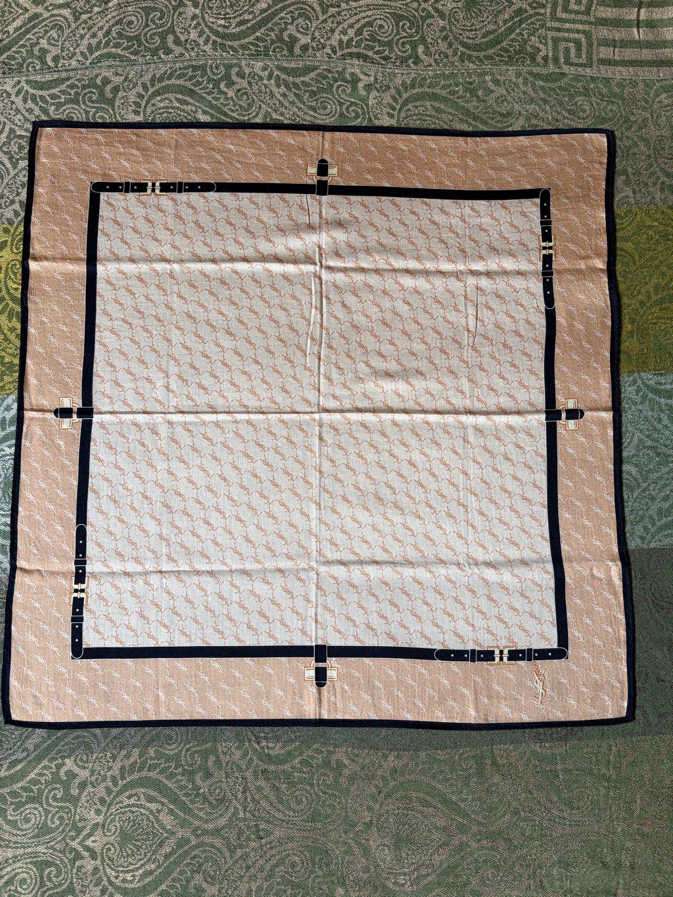 Vintage Yves Saint Laurent Scarf |100% Cotton Neckerchief