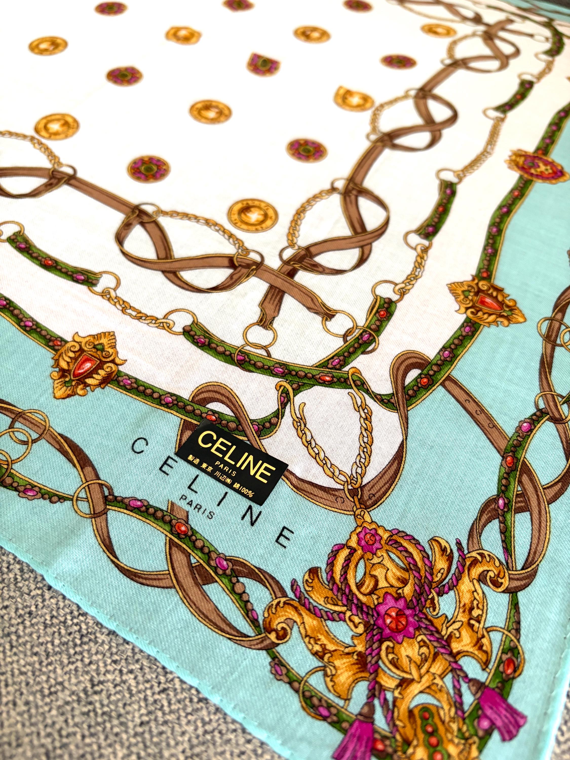 Brand New Vintage Celine Cotton Scarf | 100% Cotton | Handkerchief