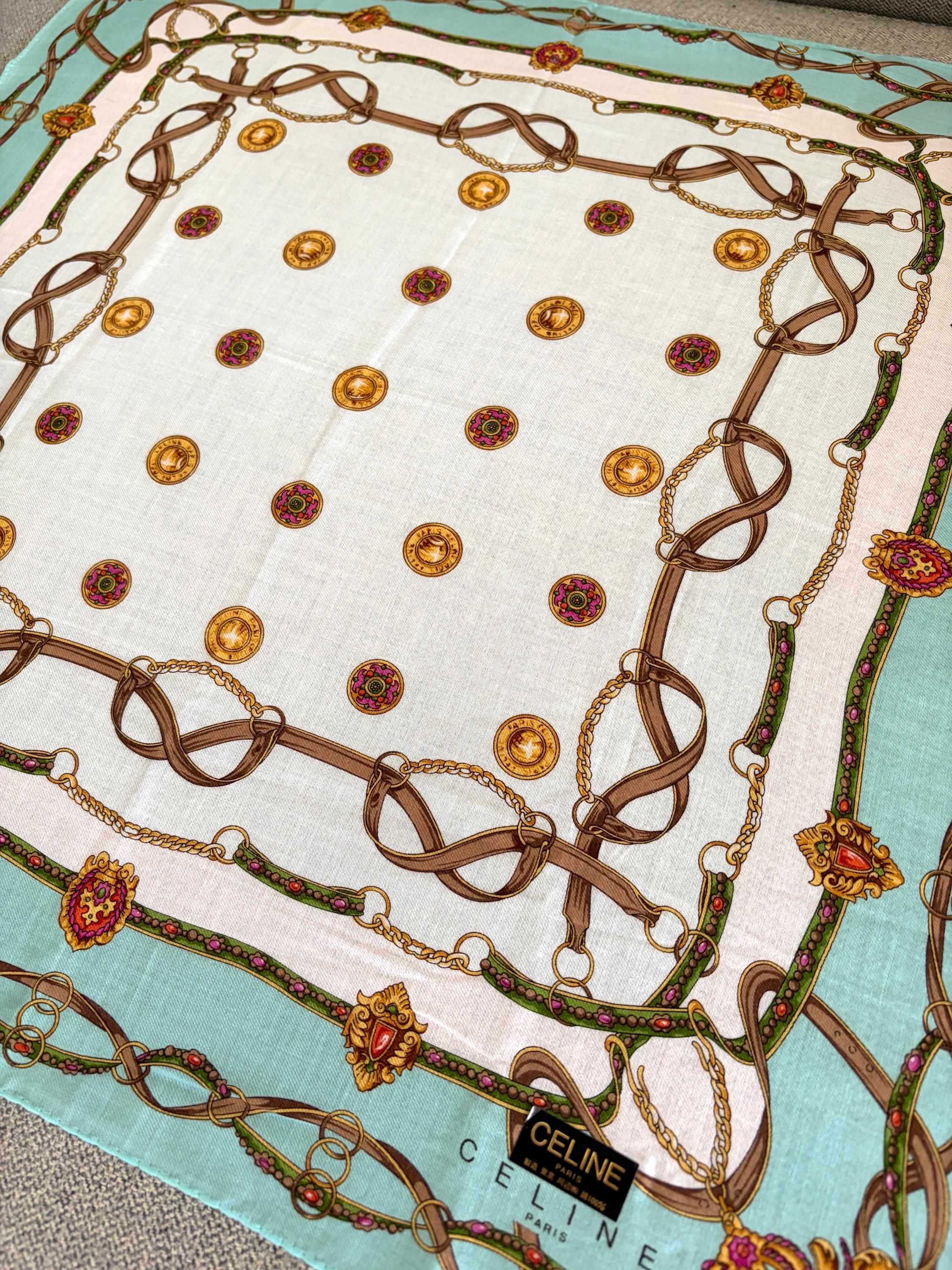 Brand New Vintage Celine Cotton Scarf | 100% Cotton | Handkerchief